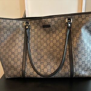 Authentic Gucci Joy Tote - GG Crystal Canvas & Leather - Medium